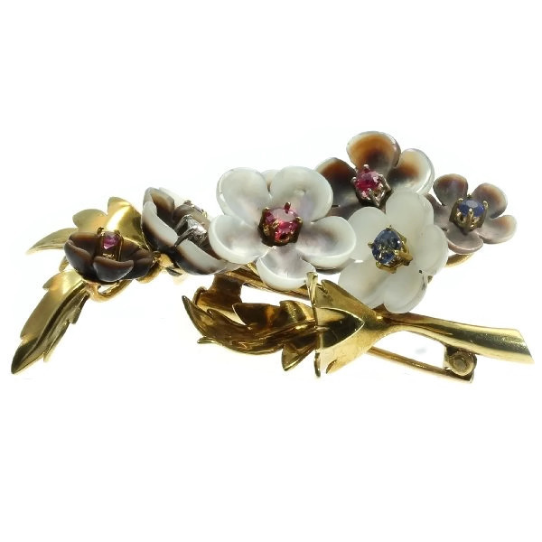 Joyful flower brooch from the fifties made by the famous jeweler Wolfers freres (image 5 of 16)